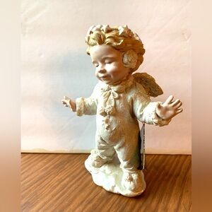 Vintage 8” Snow Angel Eyes Closed Heavy Resin Figure Wish Upon a Star 90s